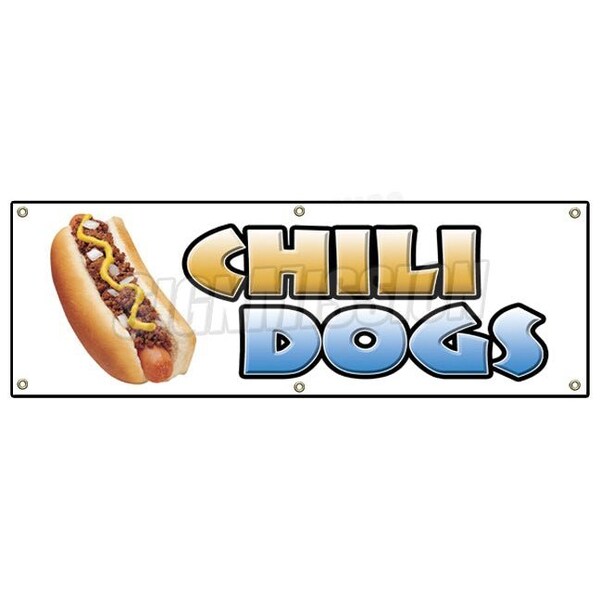 CHILI DOGS BANNER SIGN hot dog cart stand grilled red hot wieners franks